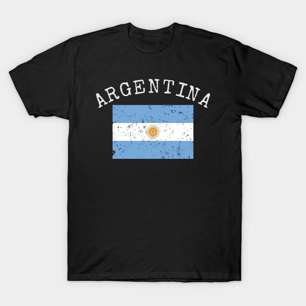 Flag of Argentina Distressed & Faded Retro Vintage Design T-Shirt by PerttyShirty